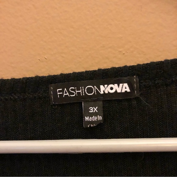 Fashion Nova Ribbed Henley Long Sleeve Shirt‎ Black 3X - Picture 3 of 6
